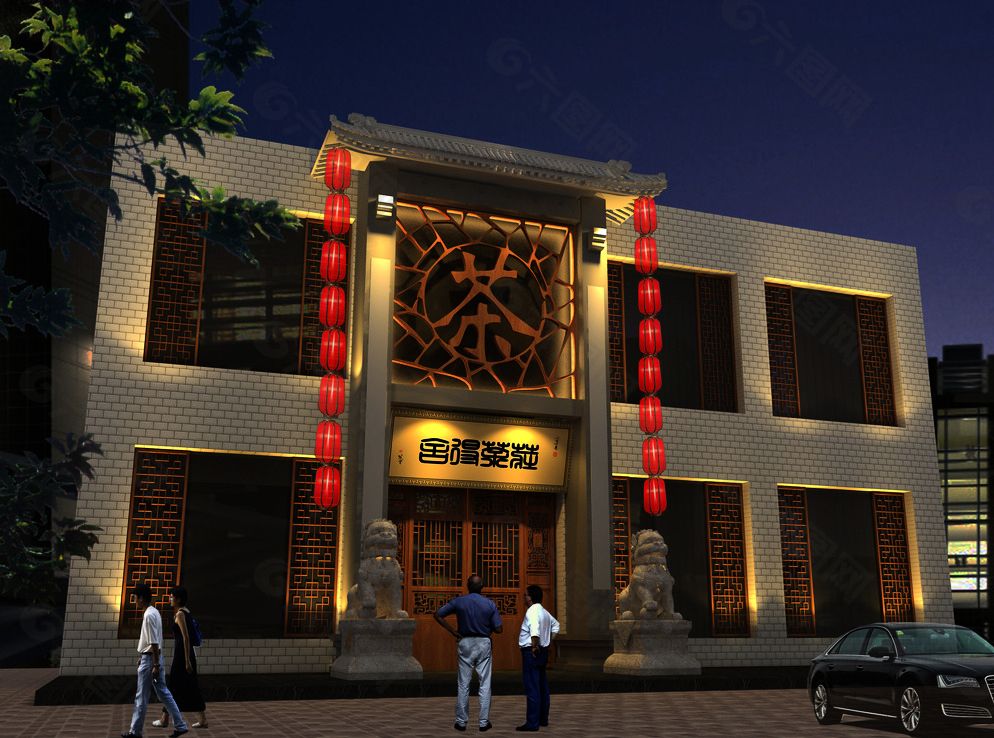 茶樓門頭裝修效果